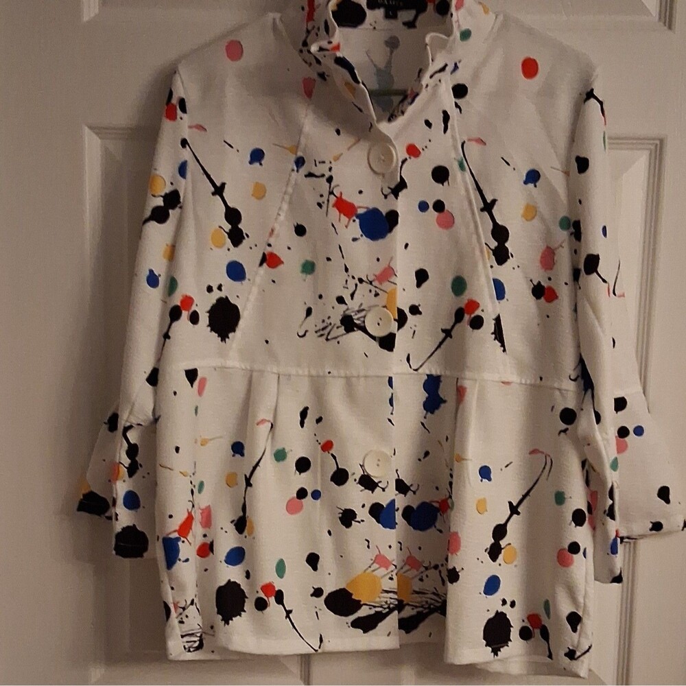 DAMEE NYC Paint Splatter Jacket L NWOT Abstract Art Modern Avant Garde SwingCoat